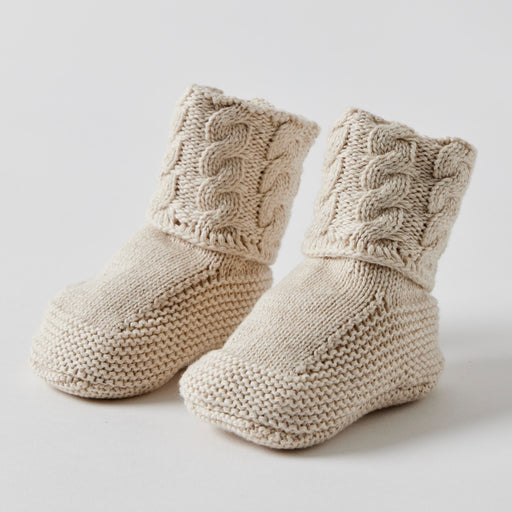 JIGGLE & GIGGLE - CABLE KNIT BOOTIES NATURAL