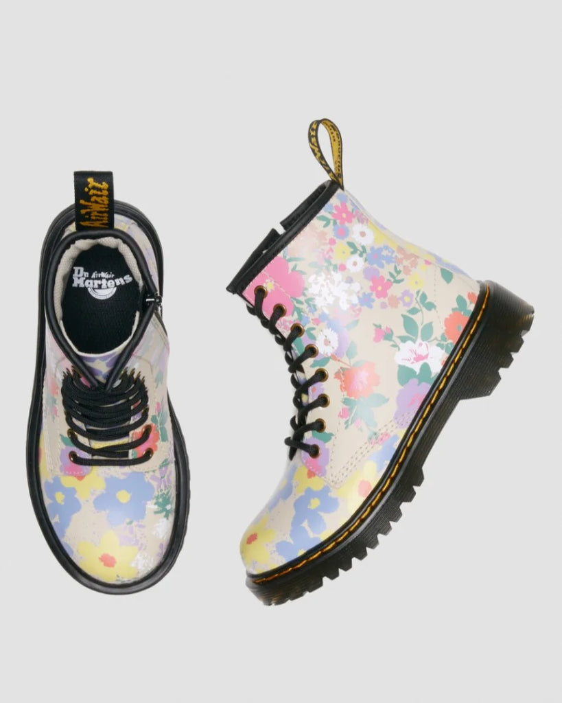 DR MARTENS Juniors Lace Boot w Zip Floral Mash Up K Hydro