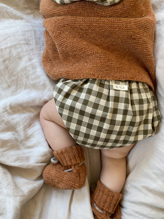 ORGANIC ZOO Shortie - Olive Gingham - The Kids Store
