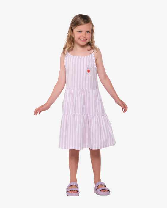 THE GIRL CLUB Dress Poplin Cotton Summer Play - Pink Stripe - The Kids Store