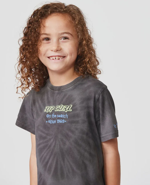 RIP CURL STATIC YOUTH SLOGAN TEE - WASHED BLACK