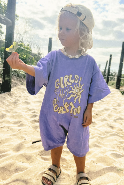 SALTY SHREDS - Girls Surf Too Vintage Baggy Jumpsuit - Purple Wash