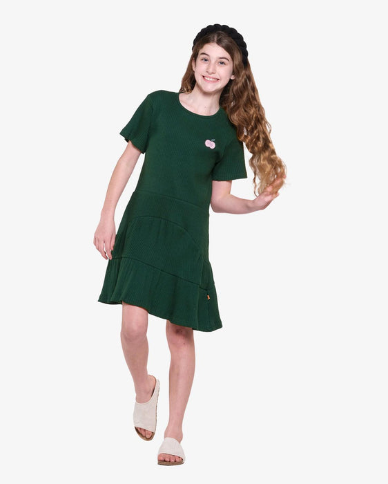 THE GIRL CLUB TSHIRT PANEL DRESS DEEP GREEN RIB - The Kids Store