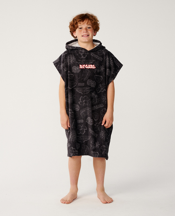 RIP CURL - SESSIONS HOODED TOWEL WASHED BLACK
