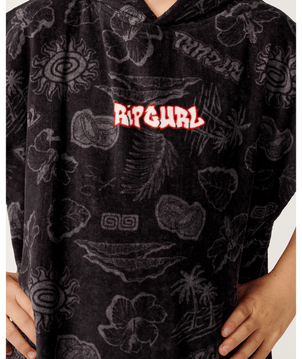 RIP CURL - SESSIONS HOODED TOWEL WASHED BLACK