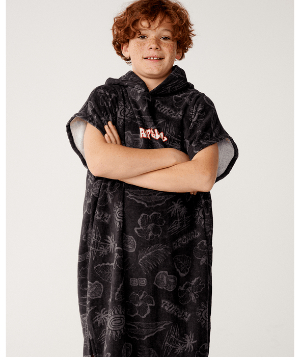 RIP CURL - SESSIONS HOODED TOWEL WASHED BLACK