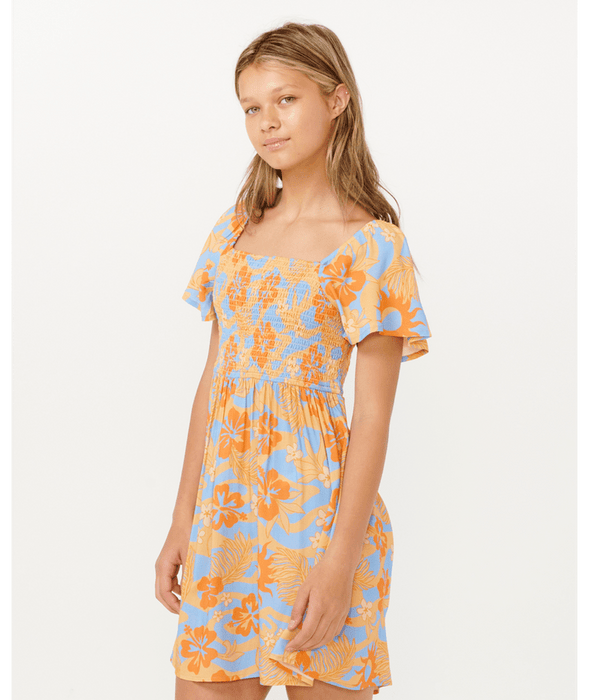 RIP CURL - SUN SOL SHIRRED DRESS ORANGE