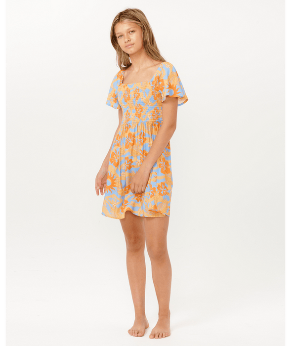 RIP CURL - SUN SOL SHIRRED DRESS ORANGE