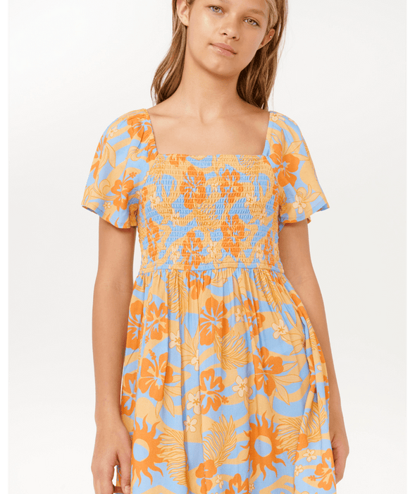 RIP CURL - SUN SOL SHIRRED DRESS ORANGE