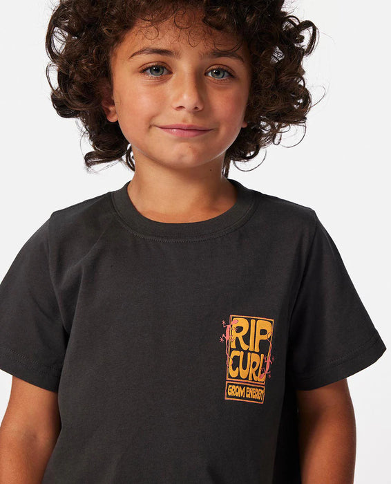 RIP CURL - GROM ENERGY LOGO TEE WASHED BLACK