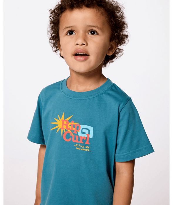 RIP CURL - LETS SEE THE WAVES TEE STORM BLUE