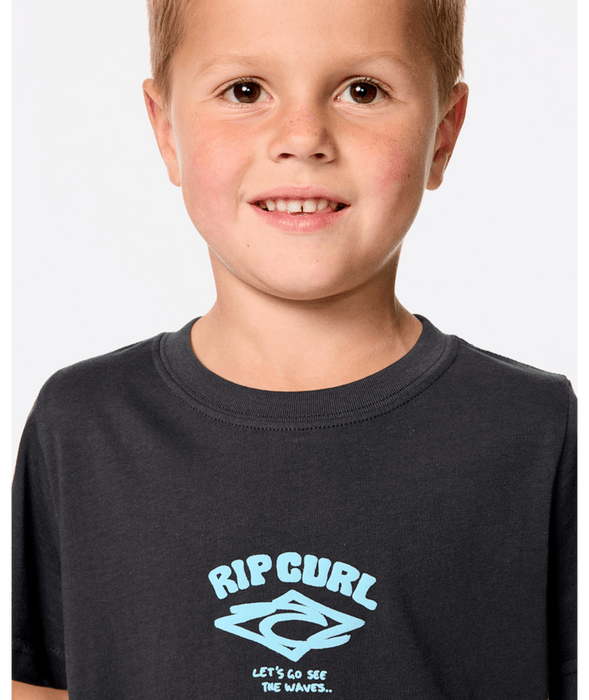 RIP CURL - WAVE DAYZ LOGO TEE WASHED BLACK