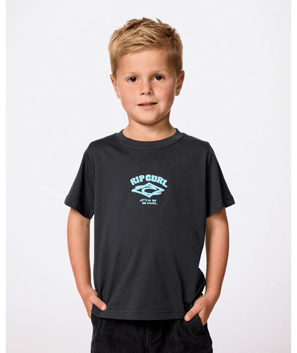 RIP CURL - WAVE DAYZ LOGO TEE WASHED BLACK