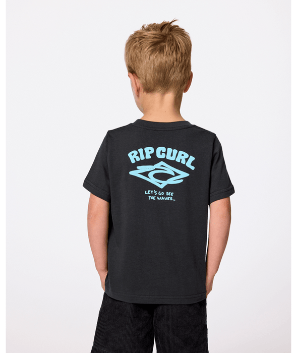 RIP CURL - WAVE DAYZ LOGO TEE WASHED BLACK