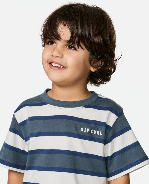 RIP CURL - SURF CHECK STRIPE TEE PINE NIGHT