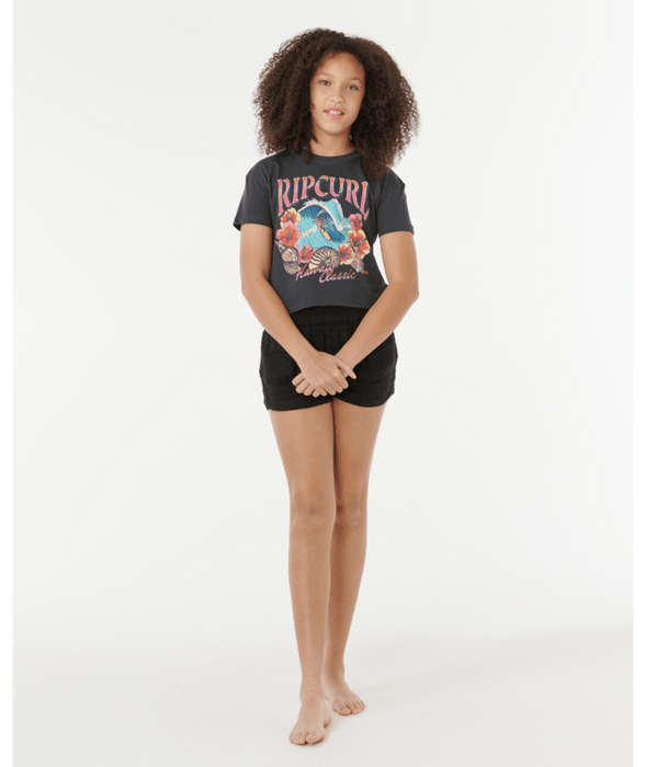 RIP CURL - HAWAII CLASSIC CROP TEE WASHED BLACK