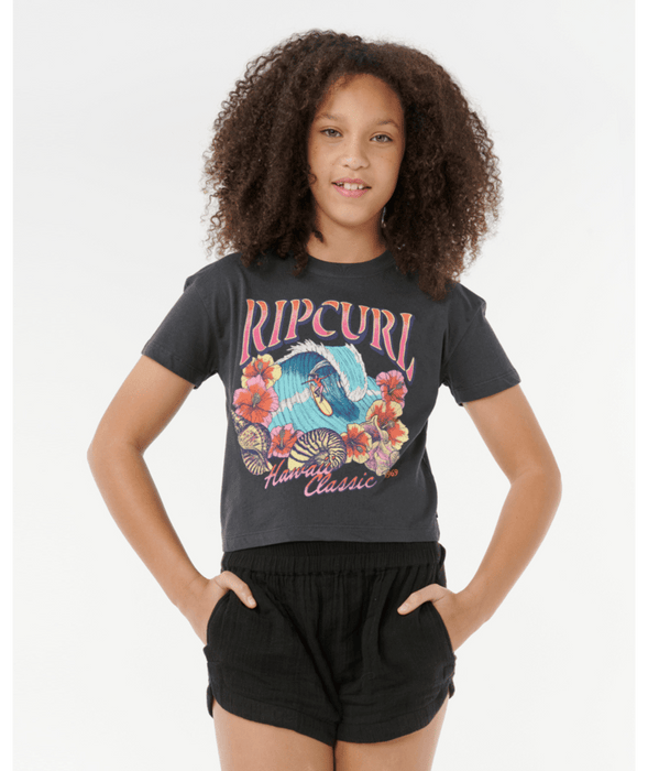 RIP CURL - HAWAII CLASSIC CROP TEE WASHED BLACK