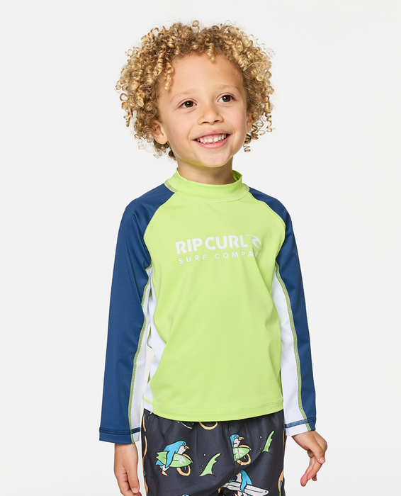 RIP CURL - SHOCK UPF LS RASH TOP NAVY/LIME