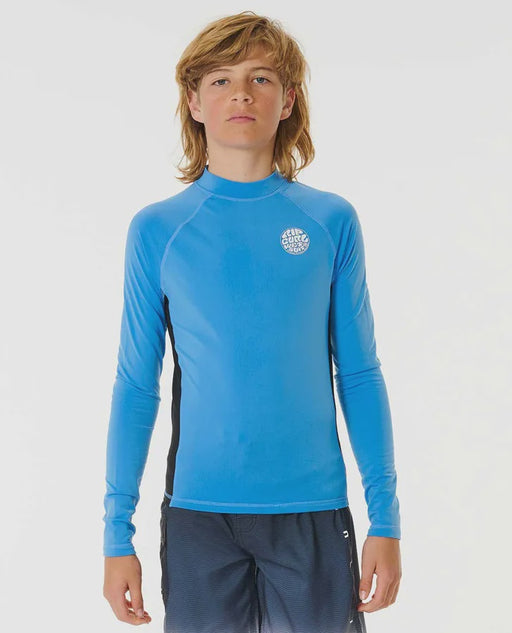 RIP CURL - ICONS UV BRUSHED LS RASH TOP BLUE GUM