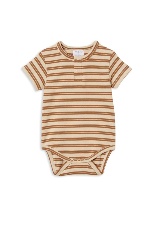 MILKY - NATURAL STRIPE BUBBYSUIT