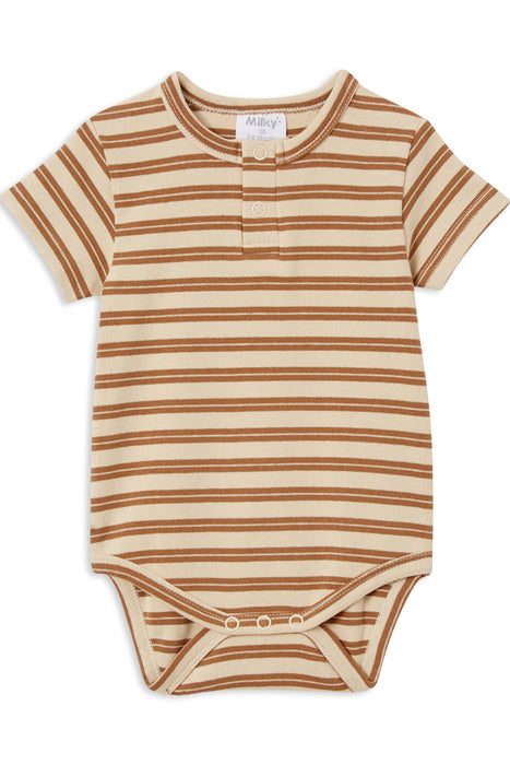 MILKY - NATURAL STRIPE BUBBYSUIT