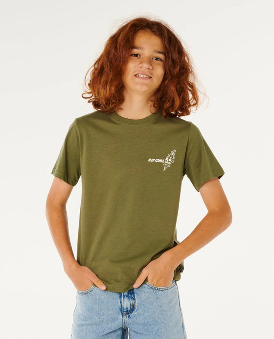 RIP CURL - ETERNAL SHRED ART TEE SURPLUS GREEN