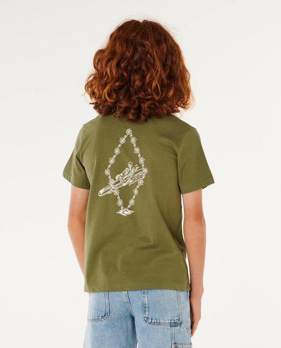 RIP CURL - ETERNAL SHRED ART TEE SURPLUS GREEN