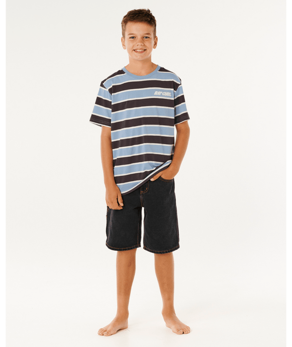 RIP CURL - ETERNAL SHRED STRIPPED TEE FADED DENIM