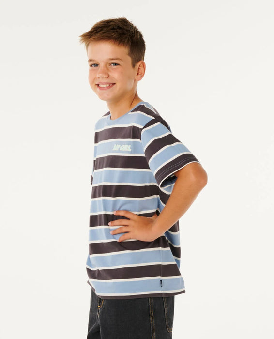 RIP CURL - ETERNAL SHRED STRIPPED TEE FADED DENIM