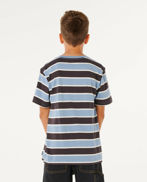 RIP CURL - ETERNAL SHRED STRIPPED TEE FADED DENIM