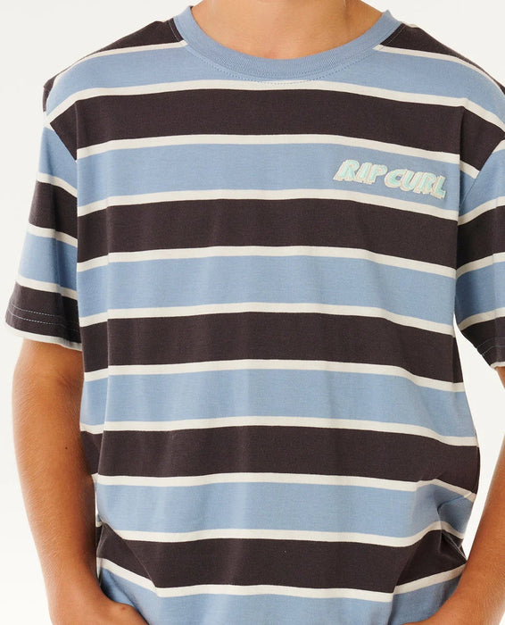 RIP CURL - ETERNAL SHRED STRIPPED TEE FADED DENIM