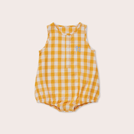 OLIVE AND THE CAPTAIN - AMBER GINGHAM BUBBLE ROMPER