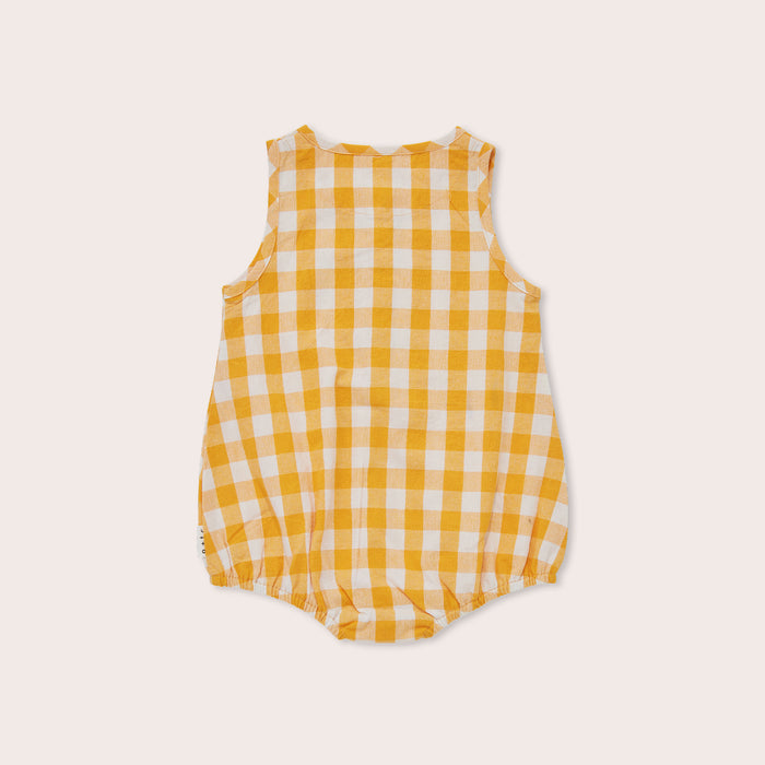 OLIVE AND THE CAPTAIN - AMBER GINGHAM BUBBLE ROMPER