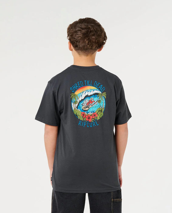 RIP CURL - SHRED TIL DEAD TEE WASHED BLACK