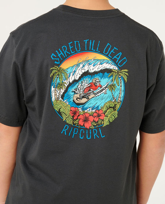 RIP CURL - SHRED TIL DEAD TEE WASHED BLACK