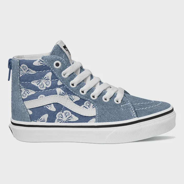 VANS SK8 HI ZIP DENIM NAVY/WHITE BUTTERFLIES