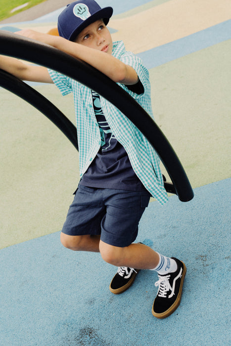 BAND OF BOYS - NAVY LINEN CARGO SHORTS
