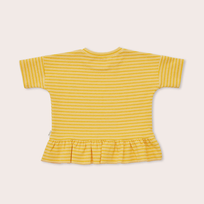 OLIVE AND THE CAPTAIN - DAFFODIL STRIPE BOXY FRILL TEE