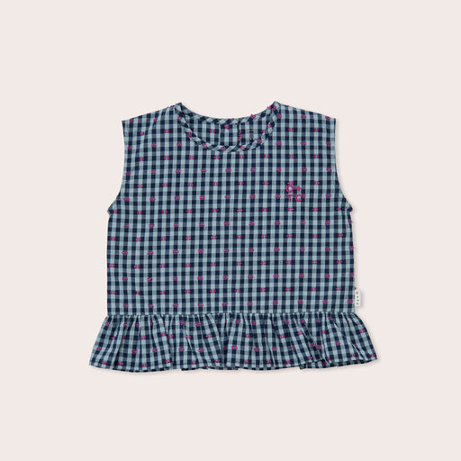 OLIVE AND THE CAPTAIN - GINGHAM BOWS BOXY FRILL SINGLET