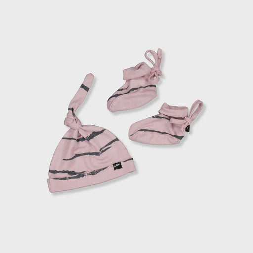 LFOH - KNOTTED BEANIE & BOOTIE SET LILAC TIGER