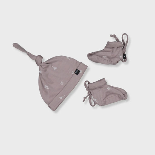 LFOH - KNOTTED BEANIE & BOOTIE SET TAUPE NATURE