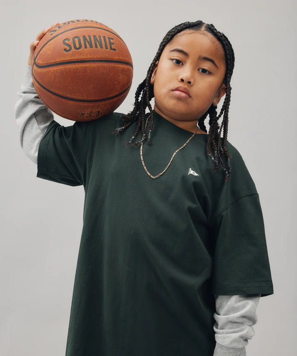 SONNIE - LONG SLEEVE TEE GREY FOREST GREEN