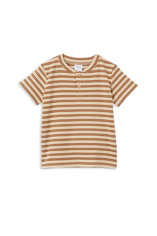 MILKY - NATURAL STRIPE HENLEY TEE NATURAL MARLE