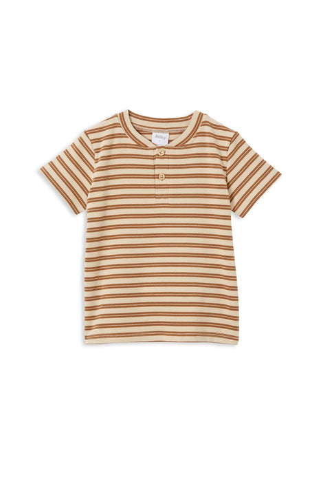 MILKY - NATURAL STRIPE HENLEY TEE NATURAL MARLE