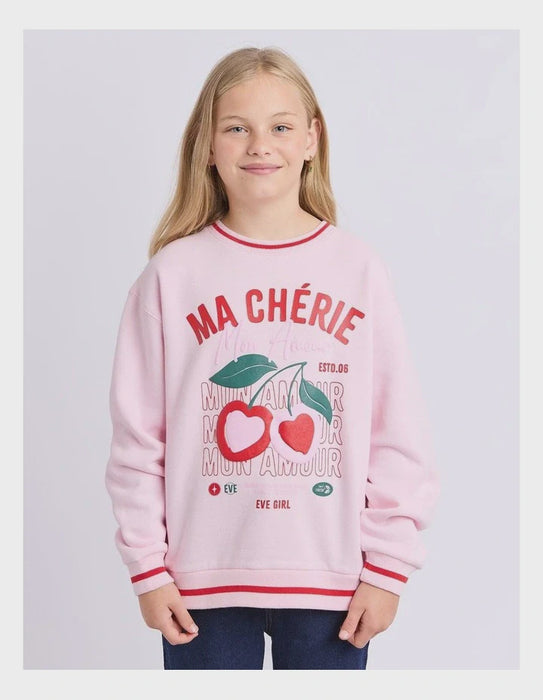 EVE GIRL - CHERRY HEARTS CREW PALE PINK