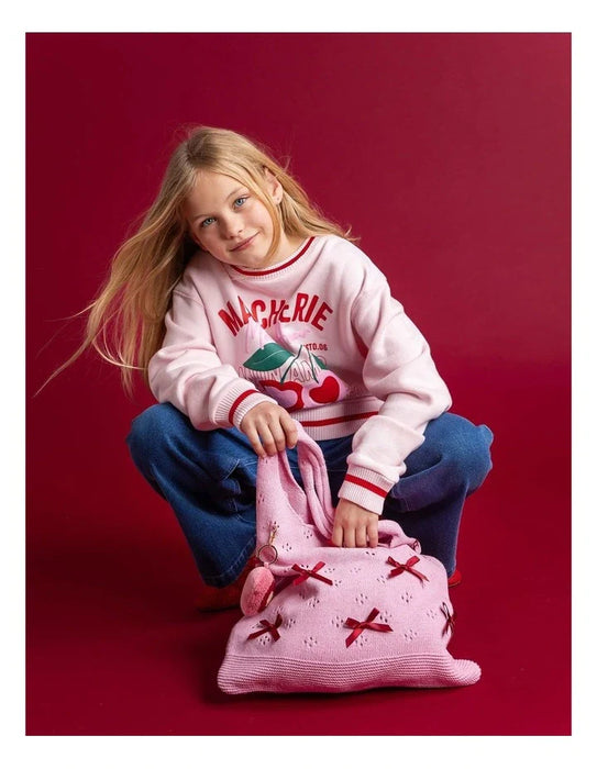 EVE GIRL - CHERRY HEARTS CREW PALE PINK