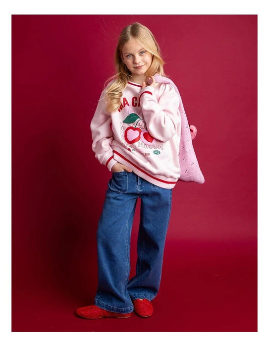 EVE GIRL - CHERRY HEARTS CREW PALE PINK