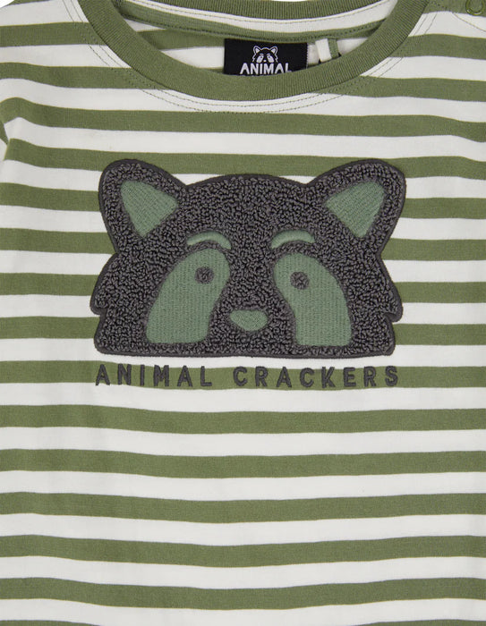 ANIMAL CRACKERS - BINDING LS TEE KHAKI STRIPE