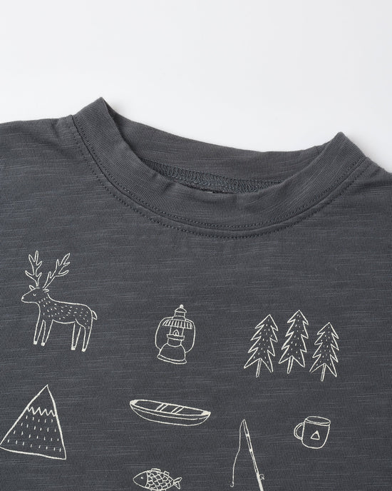 RYLEE + CRU - RAW EDGE TEE LET'S GO CAMPING MIDNIGHT