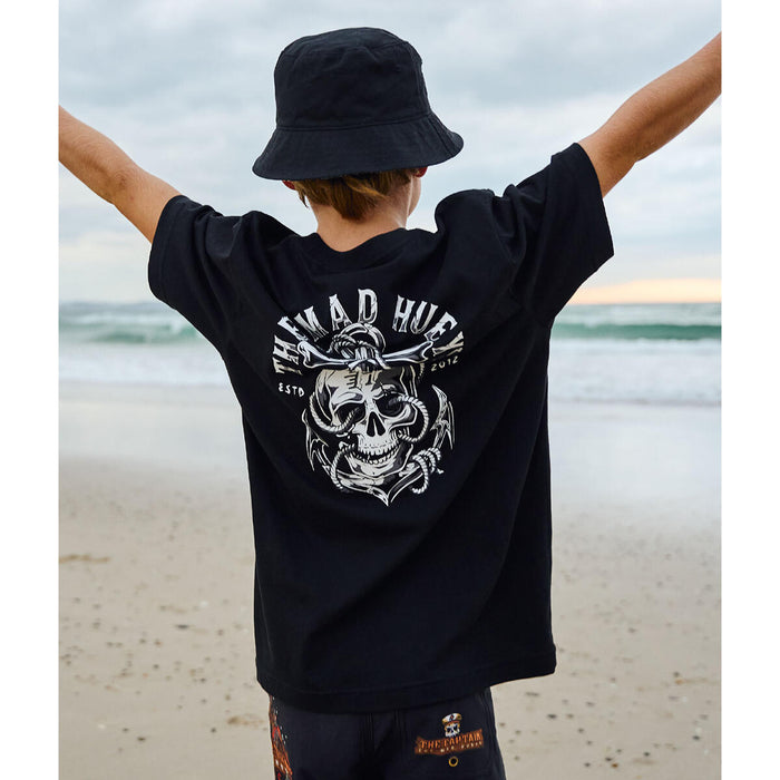 THE MAD HUEYS - ROPE SKULL ANCHOR TEE BLACK